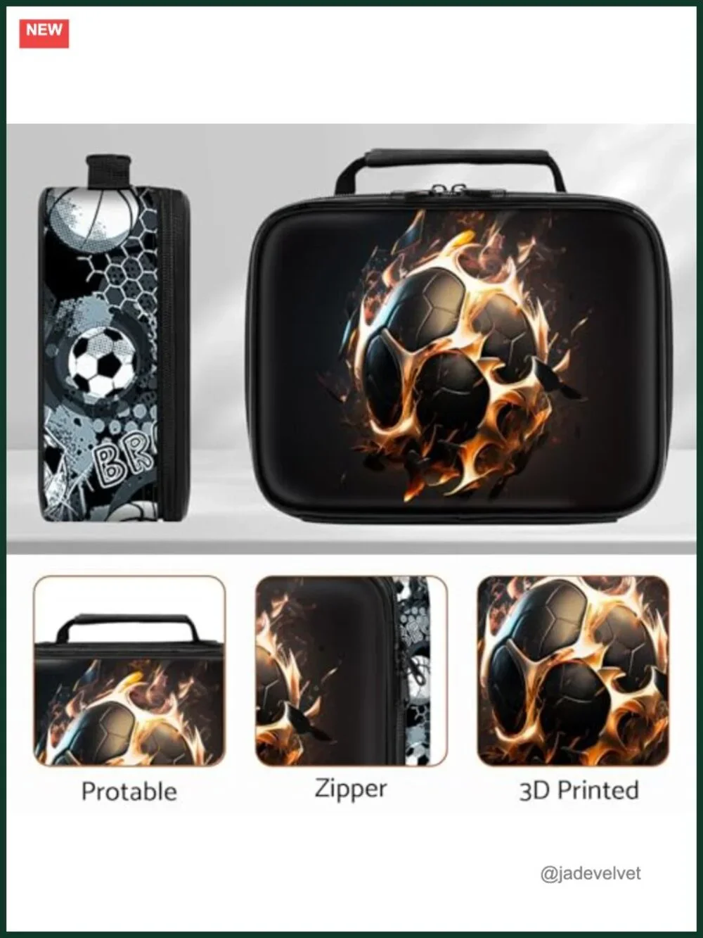 4-Piece Soccer Backpack Set with Lunch Box for Boys Kids School